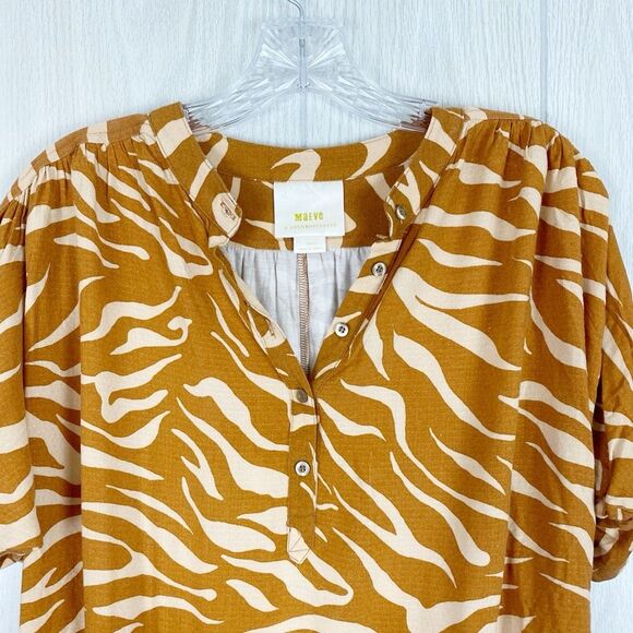 Anthropologie | Maeve | Windham Orange Animal Print Blouse Size Small - Picture 3 of 9